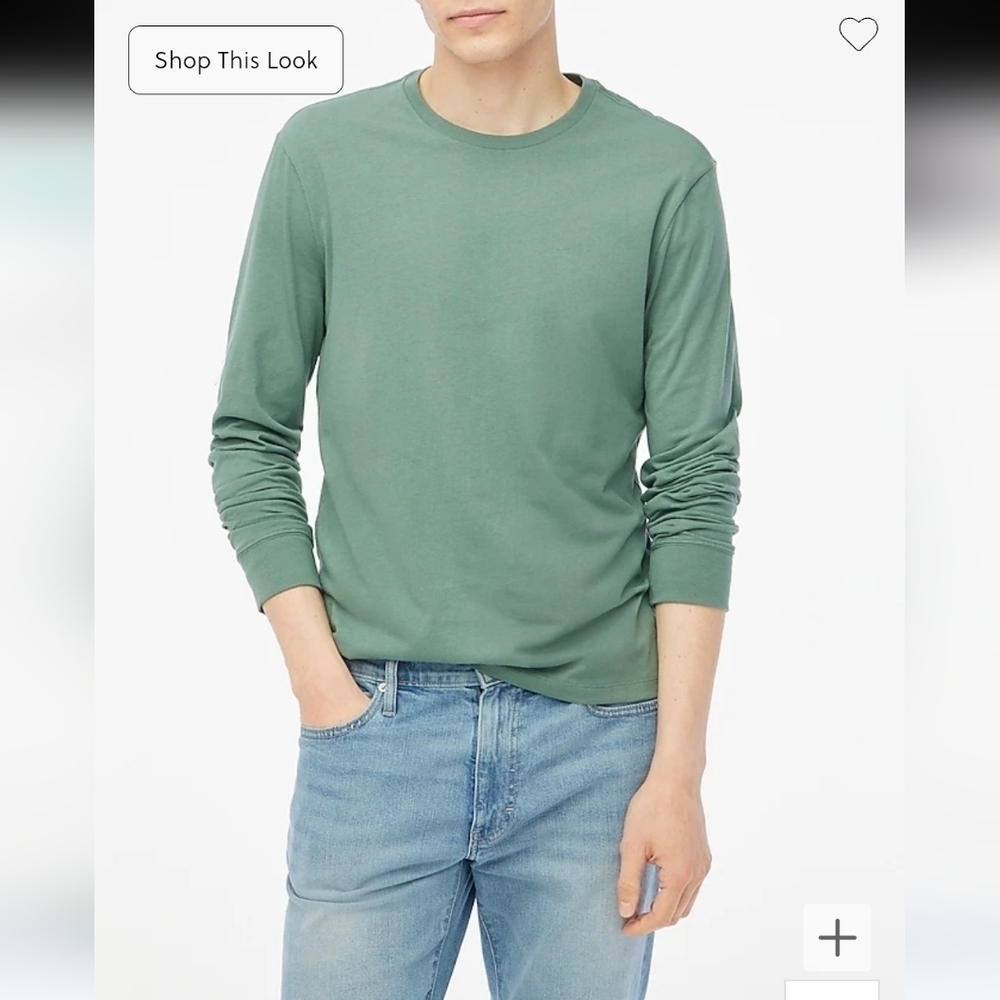 J. Crew Re-Imagined Washed Men's Small S Dark Eucalyptus Green Long Sleeve Shirt